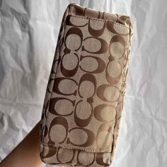 Coach Signature Shoulder Bag - Gold/Khaki/Gold - Picture 11 of 12